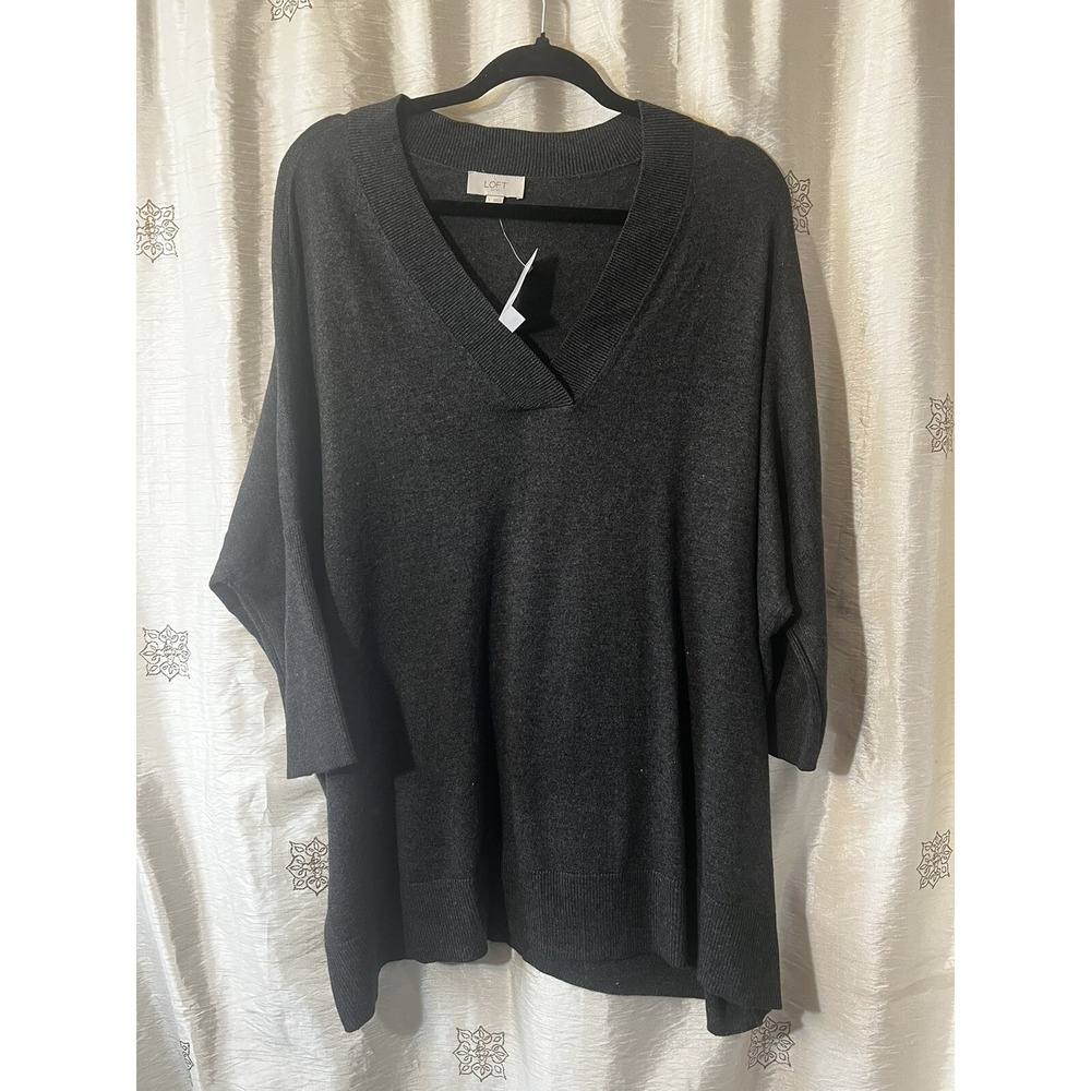 Nwt Loft Gray V Neck Sweater Tunic Size Large